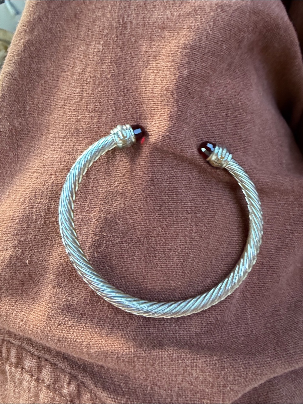DAVID YURMAN STERLING SILVER  PINK GEMSTONE DIAMOND 7" BRACELET